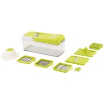 Royalford RF7768 Multi-Purpose Vegetable Chopper - Mandolin Dicer with Easy Interchangeable Slice Blades, Food Container & Cleaning Brush | Onion Chopper Potato Chipper| Kitchen Tool to Chop-Grate-Shred