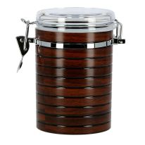 Royalford RF8222 790 ML Cherrywood Acrylic Canister - Transparent Lid Coffee Container Storage, Kitchen Storage Jars with Durable Locking Tab | Ideal for Kichen storage