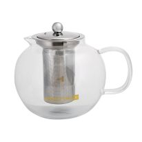 Royalford RF8266 Glass Tea Pot with Stainless Steel Strainer - 1200 ML, easy grip handle, Ideal for tea, coffee, milk, herbal tea, flower tea, and more