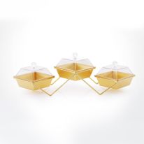 3 Pcs Acrylic Candy Bowl with Metal Stand