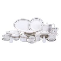 Royalford RF8396 47Pcs Ovation Fine Bone Round Dinner Set - Portable Design Plates, Bowl, Pot, Cups & Saucer | Comfortable Handling | Perfect for Everyday Use, & Get- Together, Restaurant, Banquet & More