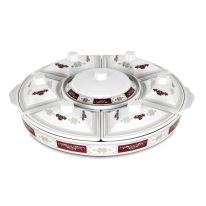 Royalford RF8581 Rotating Serving Tray - Appetizer and Condiment Server Divided Serving Dishes with Lids | Dishwasher Safe - Perfect for Chips and Dip, Veggies, Candy and Snacks