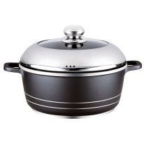Royalford RF8617 40cm Classic Plus Casserole with Glass Lid - Comfortable Handle, Durable, High-Quality Aluminium Construction | Non-Stick Coating | Ideal for Gas, Hot Plate, Induction & Ceramic Hobs