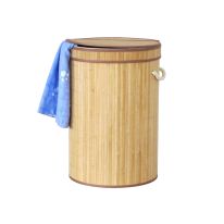 Royalford RF8853 Foldable Bamboo Hamper Round - Portable Bamboo Pop Hamper, Handle, Portable, Round Laundry Bag | BPA Scratch & Bumper Free | Tough Lid | Suitable for Bedroom, Bathroom & Laundry