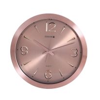 Royalford RF9280 Wall Clock with Aluminium Frame- Silent Sweep Motion, Numeral Clock, Round Decorative Wall Clock for Living Room, Bedroom, Kitchen Aluminium Frame Rose Gold
