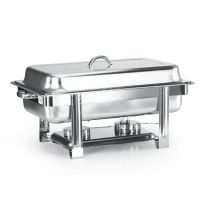 Royalford 9 Litre Stainless Steel Chef Dish - Stainless Steel Chafer Full Size Rectangular Chafers | Lid with Comfortable Handle | Ideal for Catering Buffet Warmer Set with Folding Frame 600X350X320MM