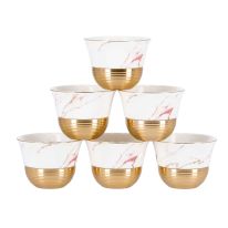 Royalford RF9638 6Pcs Thick Wall Porcelain Cawa Set - Insulated Walled Heat Resistant Cappuccino Latte Tea Drinking Mugs for Hot and Cold Drinks | Dishwasher Washer Safe | Ideal for Housewarming Gifts