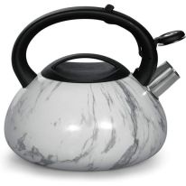 Royalford RF9668 3L Whistling Kettle - Portable Marble Design Whistling Tea Kettle with Heat Resistant Handle | Ergonomic Pouring Spout | Compatible with Gas, Induction, Hot Plate, Halogen, & Ceramic Tops