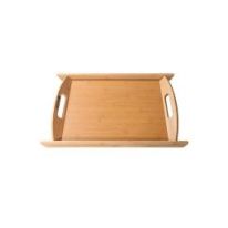Royalford RF9681 Bamboo Tray -Serving Platters/Breakfast Tray - Lightweight, Eco-Friendly & Durable - Perfect for Bed Breakfast Tea Serving Tray - Multi-Functional Serving Tray with Handles (52.7x33x4.8Cm)