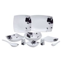 Royalford RF9757 71Pcs Opal Ware Dinner Set - Floral Design Plates, Bowls, Spoons & Salt & Pepper Set | Comfortable Handling | Ideal for Everyday Use, Family Get- Together, Restaurant, Banquet (Purple Design)
