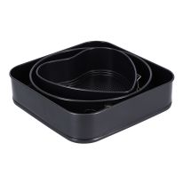Royalford 3 Pcs Springform set - Mini Non-Stick Cheesecake Pan, Spring-form Pan, Rectangle Cake Pan with Removable Bottom Leak-proof and Quick Release Latch Bakeware Round/Heart-Shaped Spring Form Pan