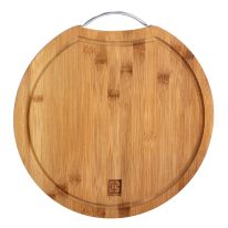 Royalford Organic Bamboo Round Cutting Board - Large Kitchen Cutting Board | Best for Food Prep, Meat, Vegetables, Bread & Cheese | Durable, Lightweight Design & Eco Friendly Material