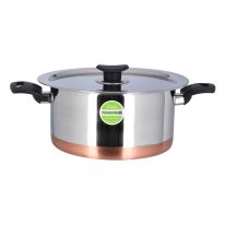 Stainless Steel Casserole, 23cm Copper Bottom Pot, RF9975 | Perfect for Soups, Stews | Large Cooking Stockpot with Cool Touch Handles & Lid for Family Size Cooking