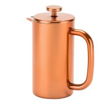 Royalford RFU9017 Cafetiere Stainless Steel Portable French Press Coffee Maker | Leak Resistant Double Walled Insulation | Hot Coffee for Hours - Preserves Flavour and Freshness (Copper, 800 ML)