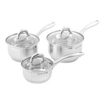 Royalford 6 PCS Stainless Steel Saucepan Set - Highly Durable Design, Tempered Glass Lid, PFOA Free, Suitable for All Hob Types, Variable Sizes