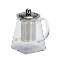 Royalford RFU9085 550 ML Glass Tea Pot - Stainless Steel Lid & Strainer, Dishwasher Safe, Heat Resistant, Elegant Design - for A Delicious Cup of Coffee/Tea