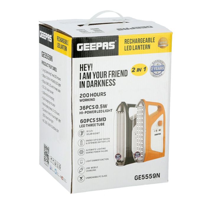 Geepas Rechargeable LED Lantern, Emergency Lantern with Light Dimmer  Function, 36 Super Bright LEDs, 200 Hours Working, Very Suitable for  Power Outages