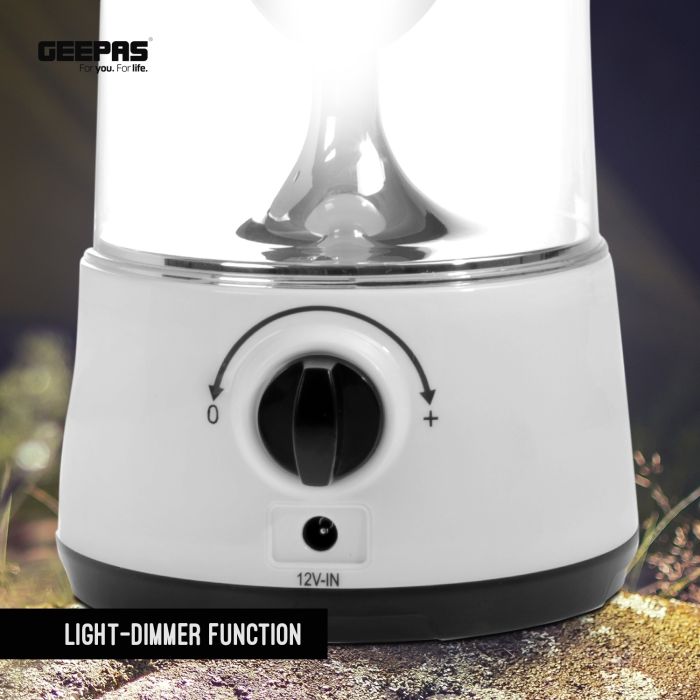 Geepas Rechargeable LED Lantern, GE5511USB, Portable, Solar Input, Unbreakable PC Glass, Ideal for Camping and Hiking