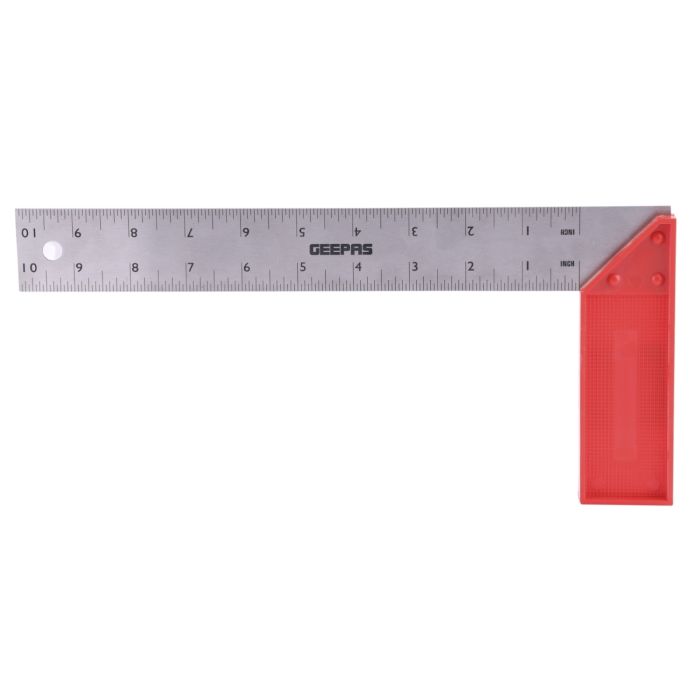 Geepas Try Square with Handle 10 - 90 Degree Angle Corner Ruler