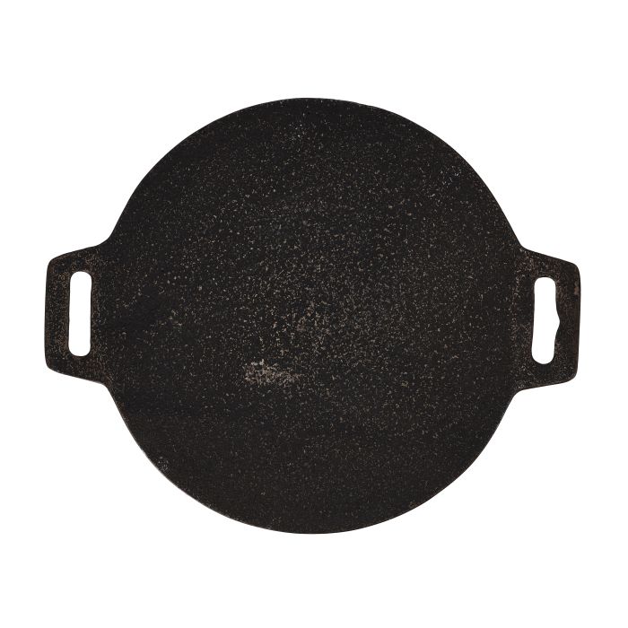 Black Square Handled Iron Dosa Pan, Round