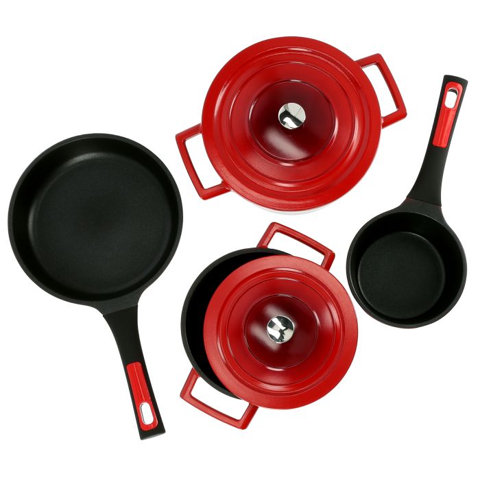 6pcs Beautiful Design Forged Aluminum Cookware Set Dishwasher Safe